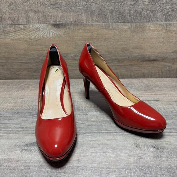 Cole Haan Nike Air Red Patent Leather Platform Pumps Women's Size 9 - Picture 6 of 7